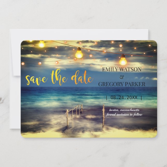 Summer Blue Ocean Beach Mariages Invitations (Devant)