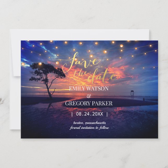 Summer Blue Ocean Beach Mariages Invitations (Devant)