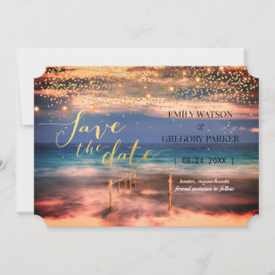 Summer Blue Ocean Beach Mariages Invitations