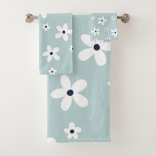 Summer Boho Blue White Daisy Flowers