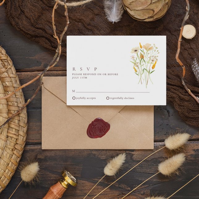 Summer Boho Fleur sauvage Garden Wedding RSVP (Créateur téléchargé)
