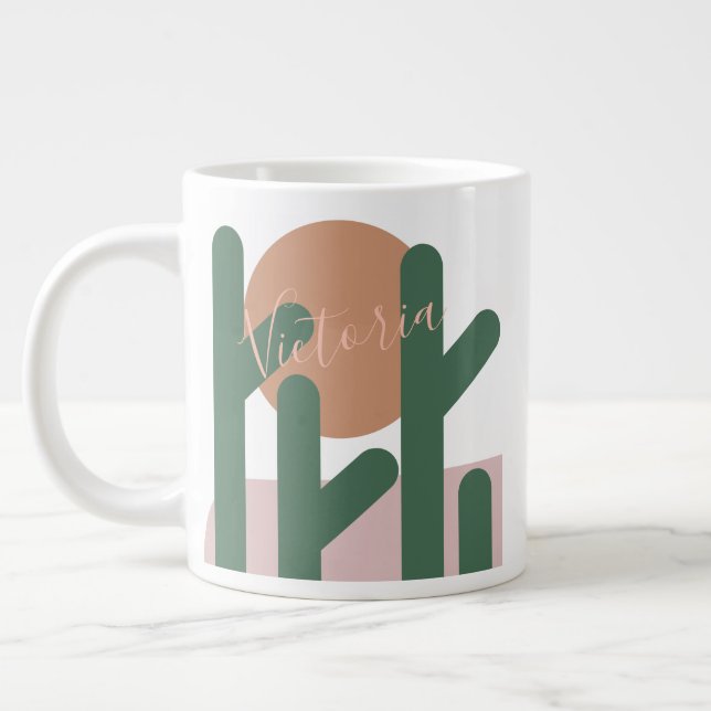 Summer Cactus Desert Sunset Nom Café Mug (Gauche)