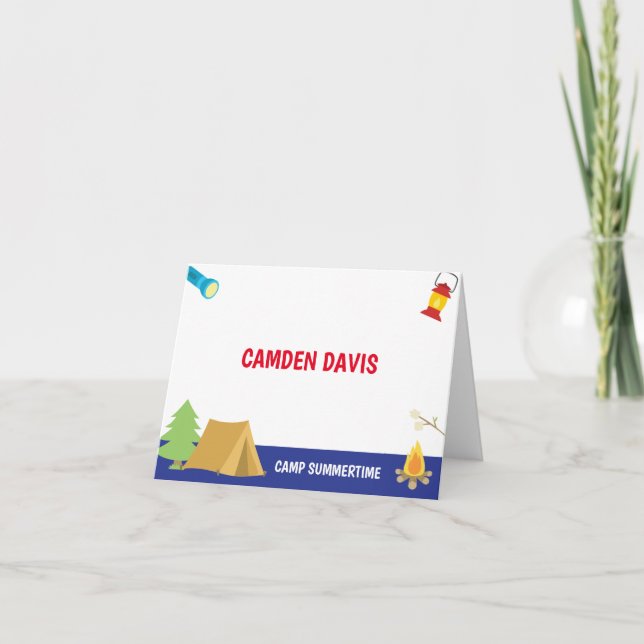 Summer Camp Personalized Folded Note Cards (Devant)