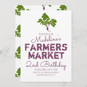 Summer Farmers Market Radish Vegetables Invitation