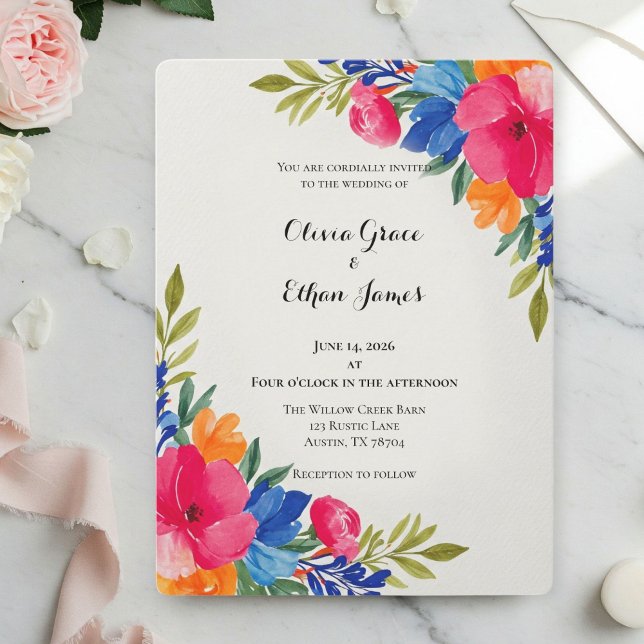Summer Floral Wedding Invitations - Floral Design (Créateur téléchargé)
