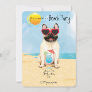 Summer French Bulldog Beach Party Invitation