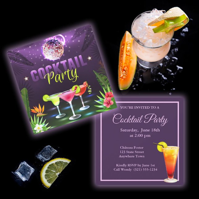 Summer Fun Disco Cocktail Mixer Party Invitation (Créateur téléchargé)
