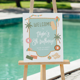 Summer Fun Pool Fille Anniversaire Affiche de bien