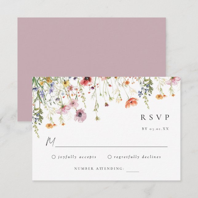 Summer Garden Floral Wedding RSVP Card (Devant / Derrière)