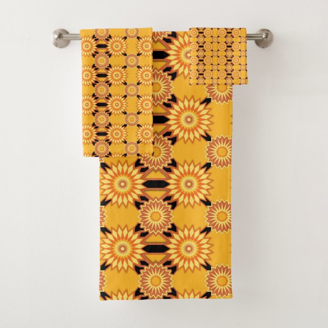 Summer geometric yellow and black flower pattern (En situation)