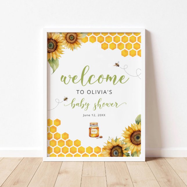 Summer Honey Bee Baby shower Welcome Poster (Créateur téléchargé)