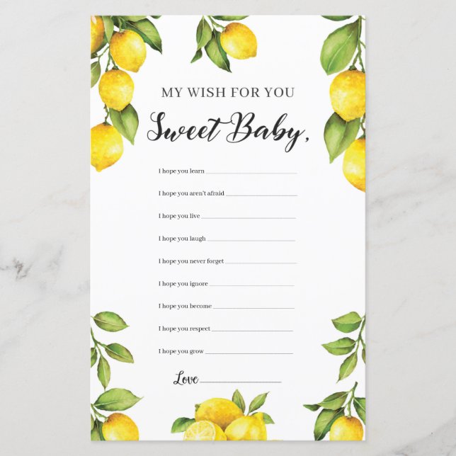 Summer Lemon Mes Voeux Pour Le Jeu Bébé (Devant)