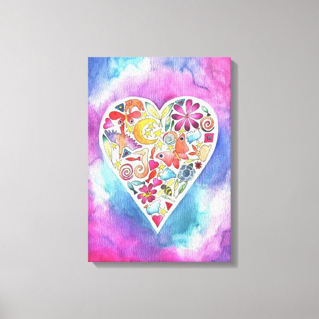 Summer Love aquarelle peinture sur toile (Recto)