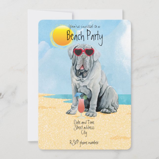 Summer Mastino Beach Party Invitation (Devant)