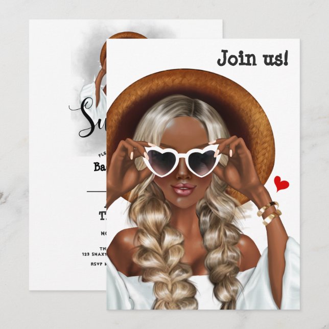 Summer Mood Blonde Bachelorette Invitation (Devant / Derrière)