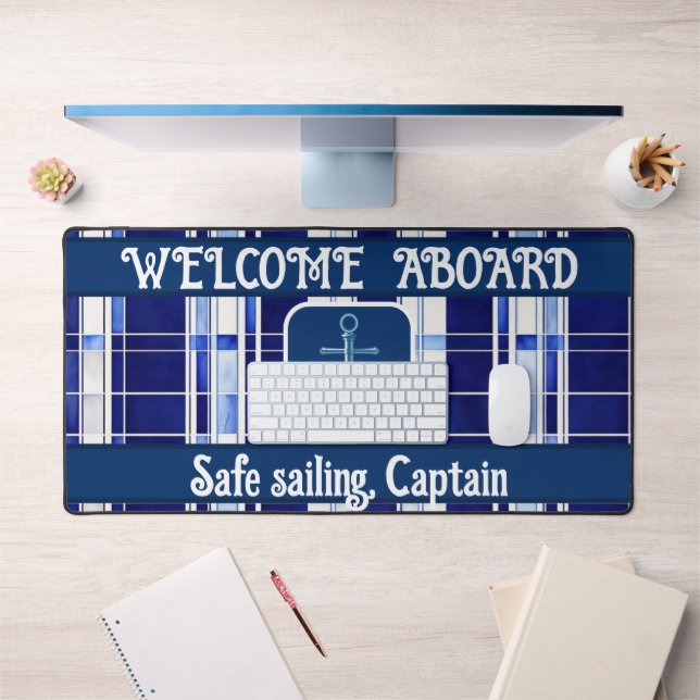 Summer Navy Blue Boat Collection de rayures modern (Bureau 1)