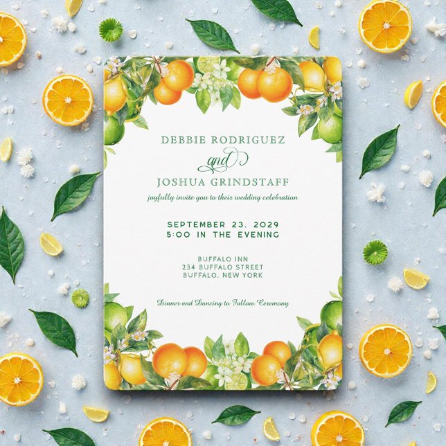 Summer Orange Citrus Fruit Wedding Invitation  (Créateur téléchargé)