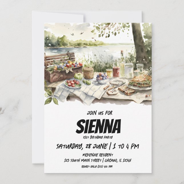 Summer Pique-nique vue lac Invitation (Devant)