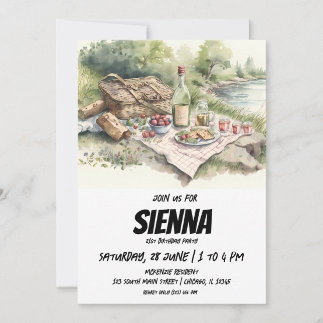 Summer Pique-nique vue lac Invitation (Devant)