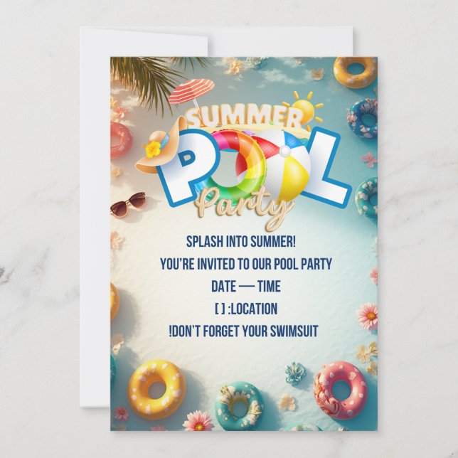  Summer Pool Party Invitation (Devant)