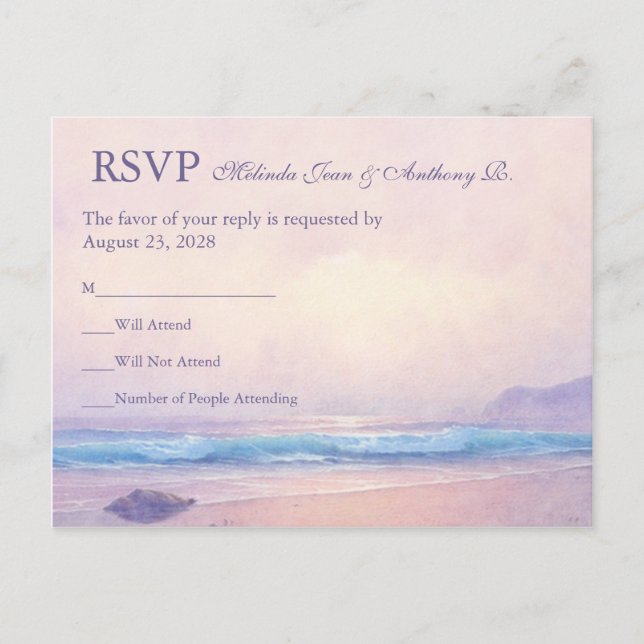 Summer Sea Beach Wedding Carte postale RSVP (Devant)