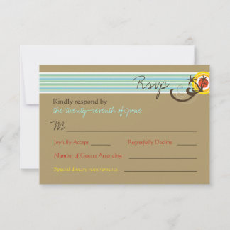 Summer Sunset Tropical Beach Wedding Carte RSVP