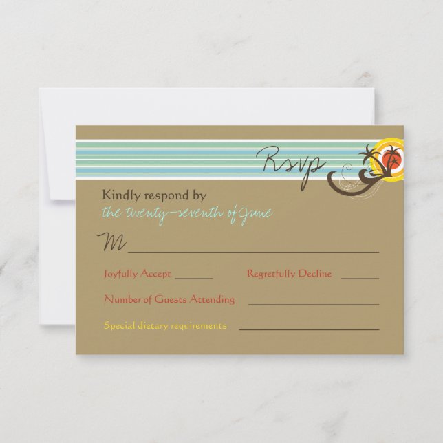 Summer Sunset Tropical Beach Wedding Carte RSVP (Devant)