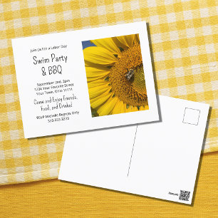 Summer Swim Party Barbecue Sunflower Invitation