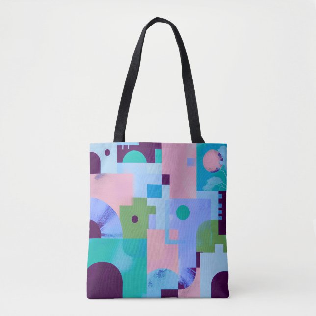 Summer Tropical Floral Tote Bag – Cute Blue Pink B (Devant)