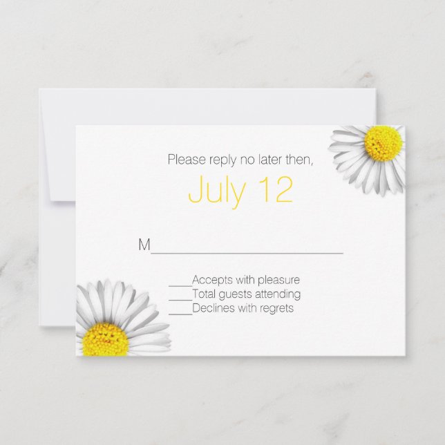Summer White Daisies Wedding RSVP Card (Devant)