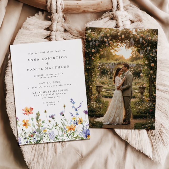 Summer Wildflower Garden Photo Wedding Invitation (Créateur téléchargé)
