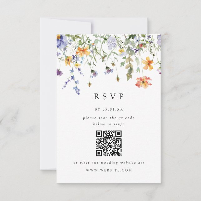 Summer Wildflower Garden Wedding RSVP Card (Devant)