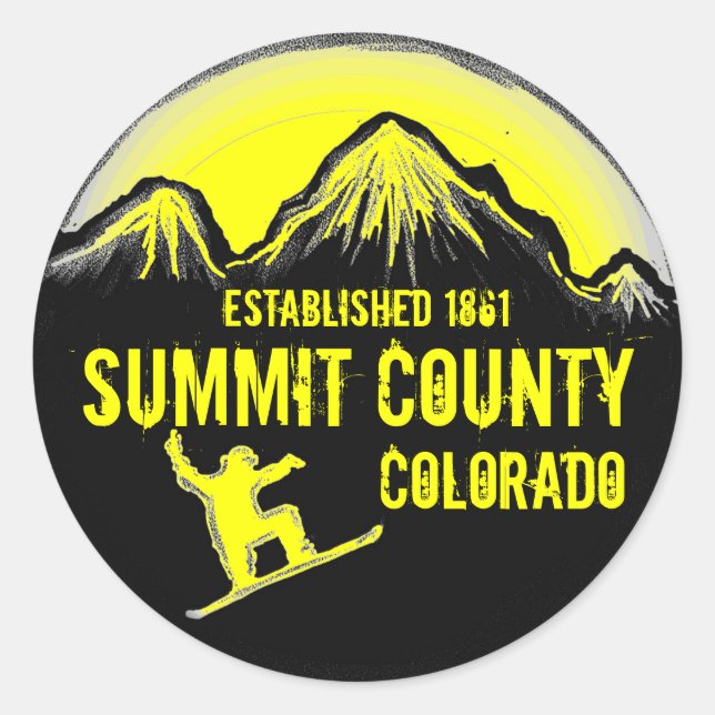 Summit Comté Colorado jaune snowboard autocollants (Devant)