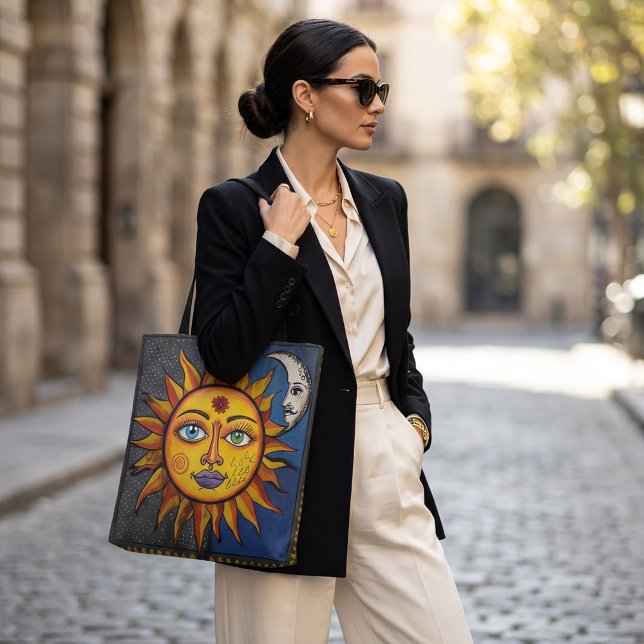 Sun and Moon Tote Bag with Colorful Celestial Art (Créateur téléchargé)