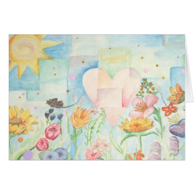Sun, coeur et peinture d'aquarelle de gisement de (Devant horizontal)