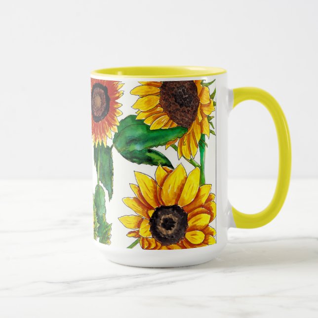 Sun-Drenched Watercolor Sunflower Art Mug (Droite)