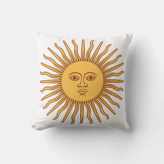 Sun Face sur White American MoJo Coussin (Recto)