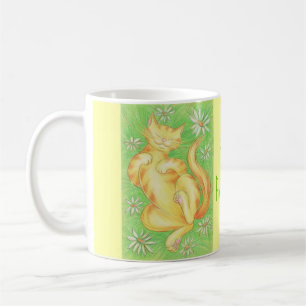 Sun Lover 'Just Purrfect' mug jaune