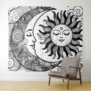 Sun Moon et Stars Celestin Peinture Tapisserie
