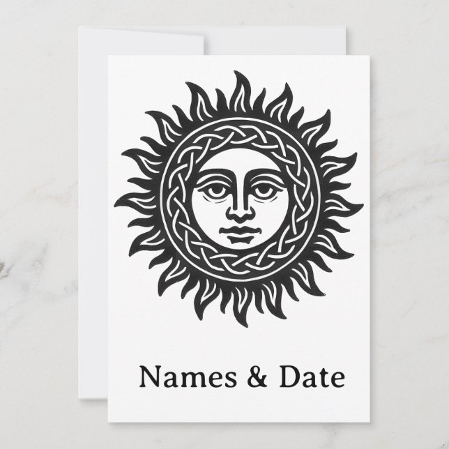 Sun & Moon Mythic Invitation – Pagan, Celestial. (Devant)