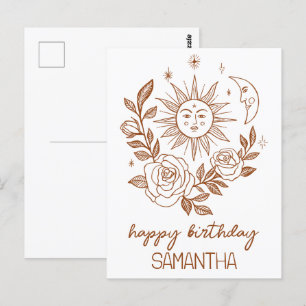 Sun Moon & Roses Boho Magical CARTES D'ANNIVERSAIR