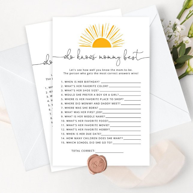 Sun Qui connaît maman meilleur jeu de baby shower (Créateur téléchargé)