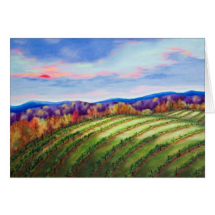 Sun rouge au-dessus du vignoble