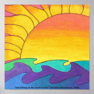 Sun Setting in the South Pacific" Affiche