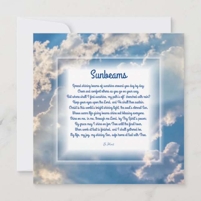"Sunbeams" Carte Christian Poem Note (Devant)