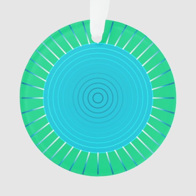 Sunburst géométrique moderne - bleu et vert Jade (devant)