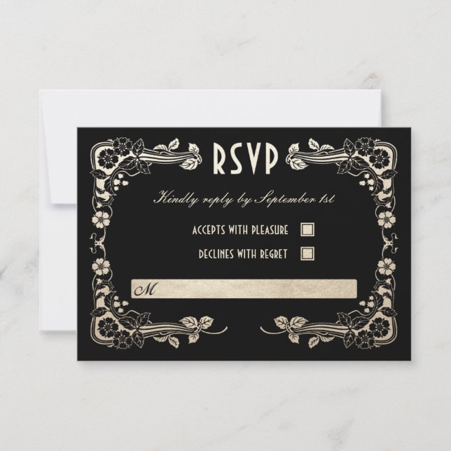 Sundial Garden Wedding Cartes RSVP Gold Foil (Devant)