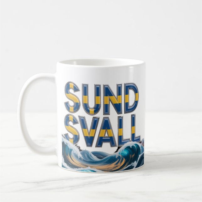 Sundsvall Artistic Ocean Waves Ceramic Mug (Gauche)