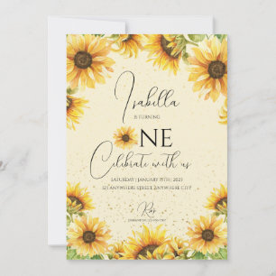 Sunflower 1er Anniversaire Fête Invitation