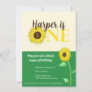 Sunflower 1er Anniversaire Fête Invitation